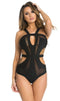 Black Widow Sheer Illusion Cut Out One Piece Swimsuit in Black